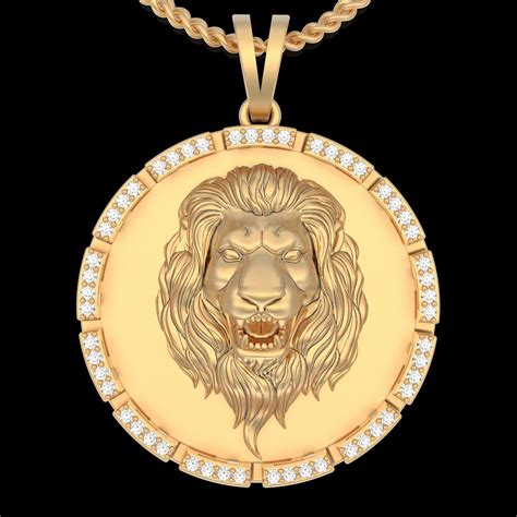 Versace lion pendant gold jewelry 3D printable model